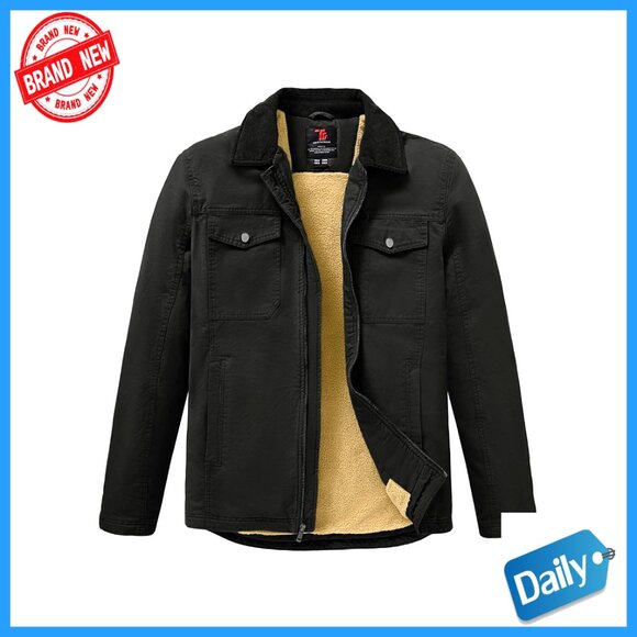 Heavyweight Sherpa Detroit Barn Trucker Fleece Jacket Full Zip Workwear Style